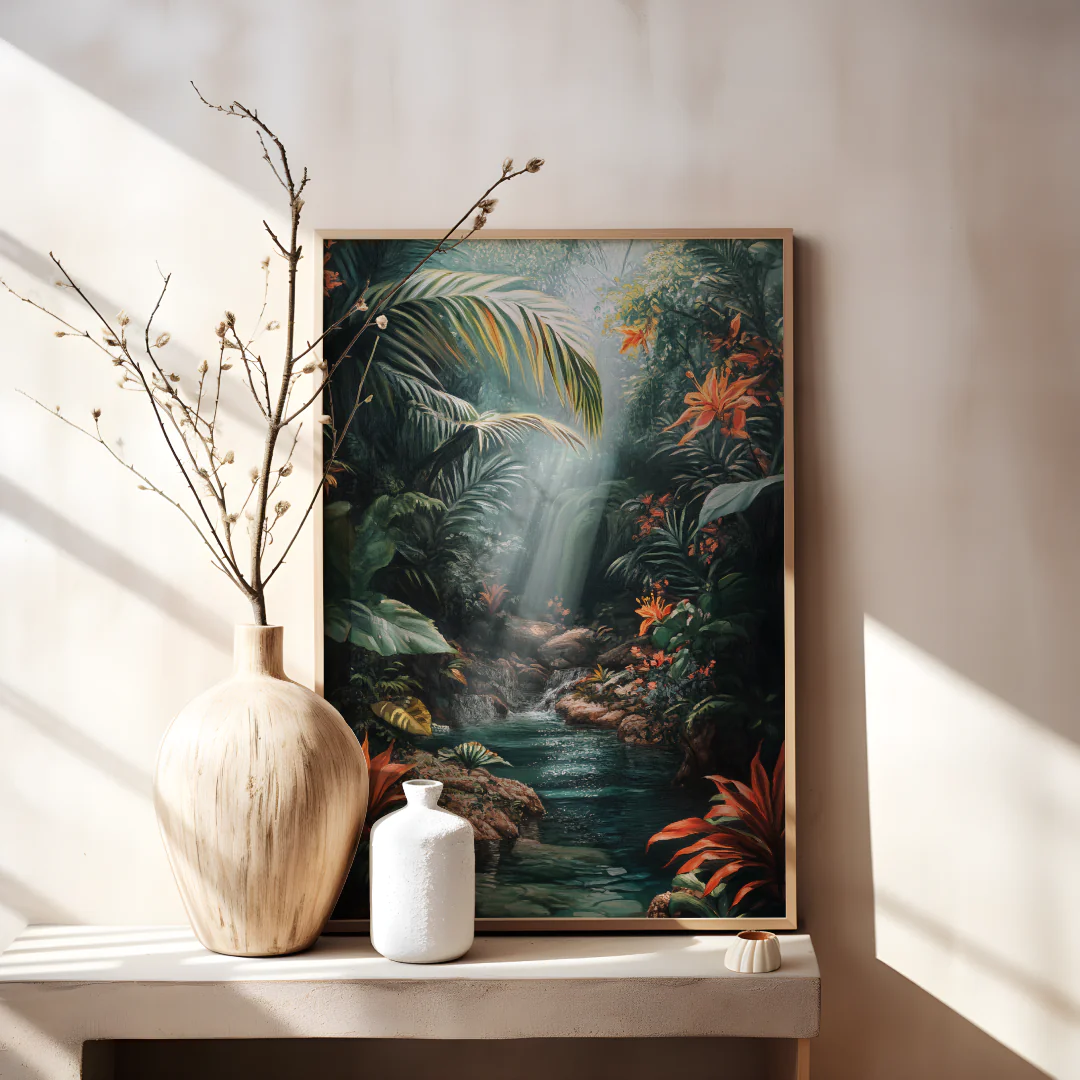 Serene Jungle Oasis Printable Wall Art for Tranquil Home Decor