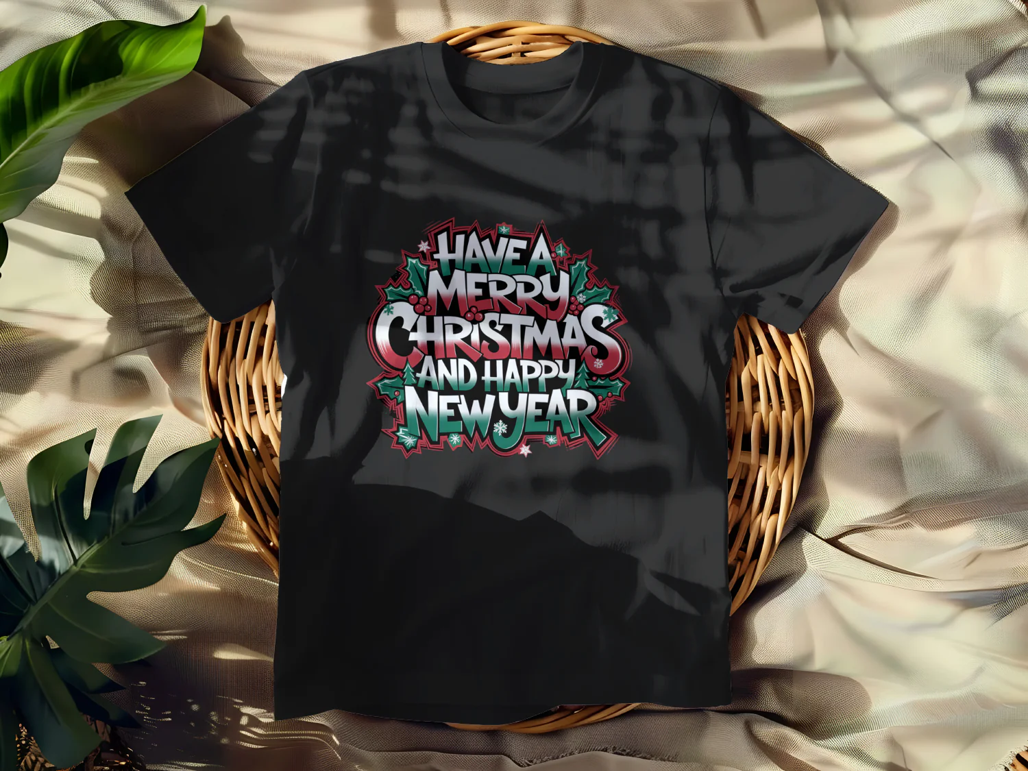 Merry Christmas and Happy New Year T-Shirt Design Printable Digital File