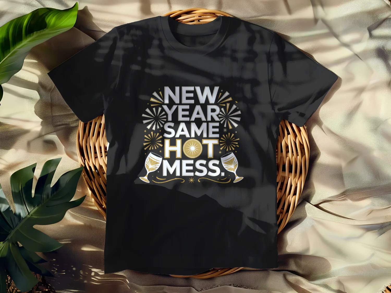 New Year Same Hot Mess T-Shirt Design for Fun Celebrations