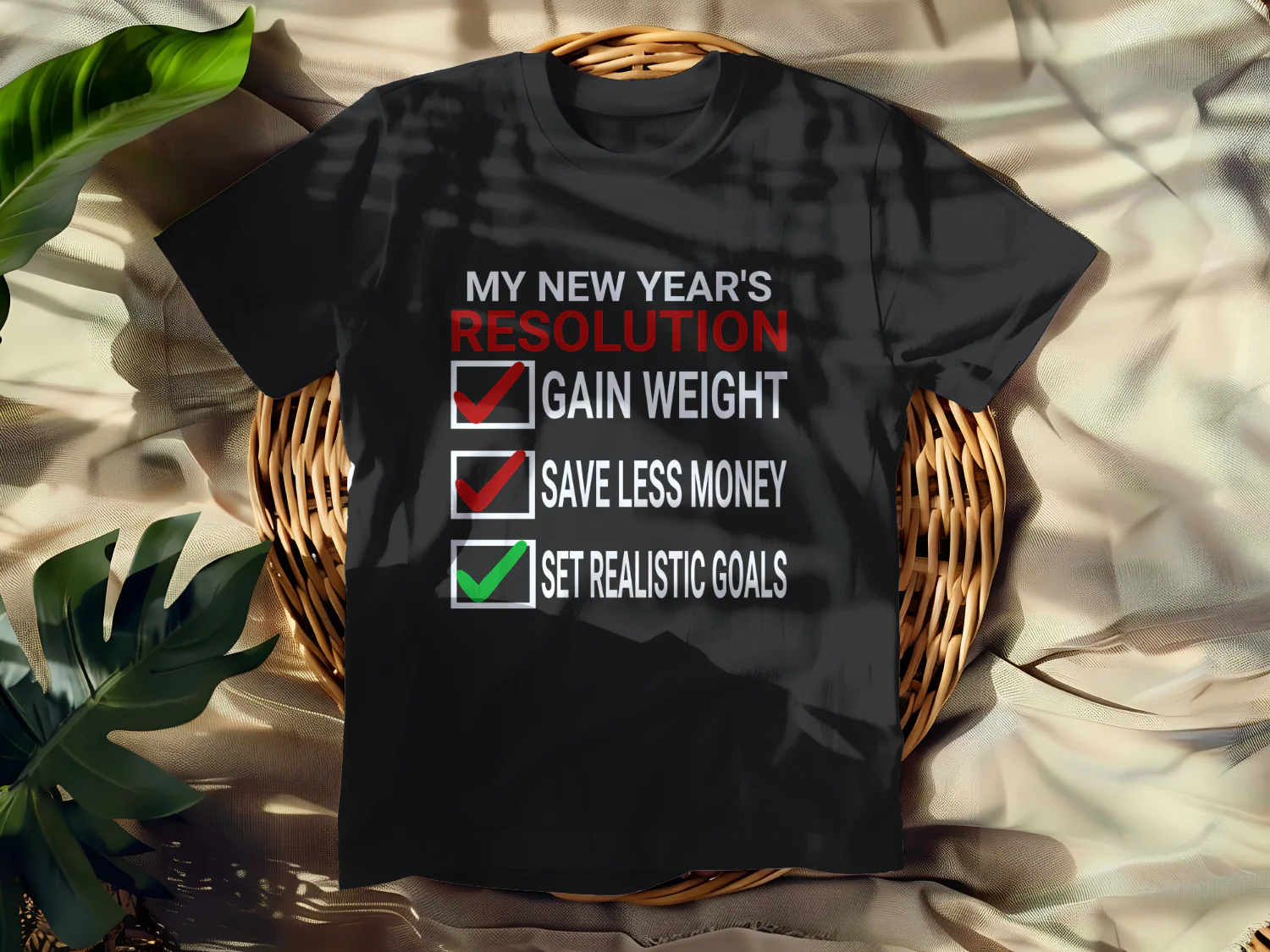 My New Year's Resolution T-Shirt Design for Fun and Realistic Goals