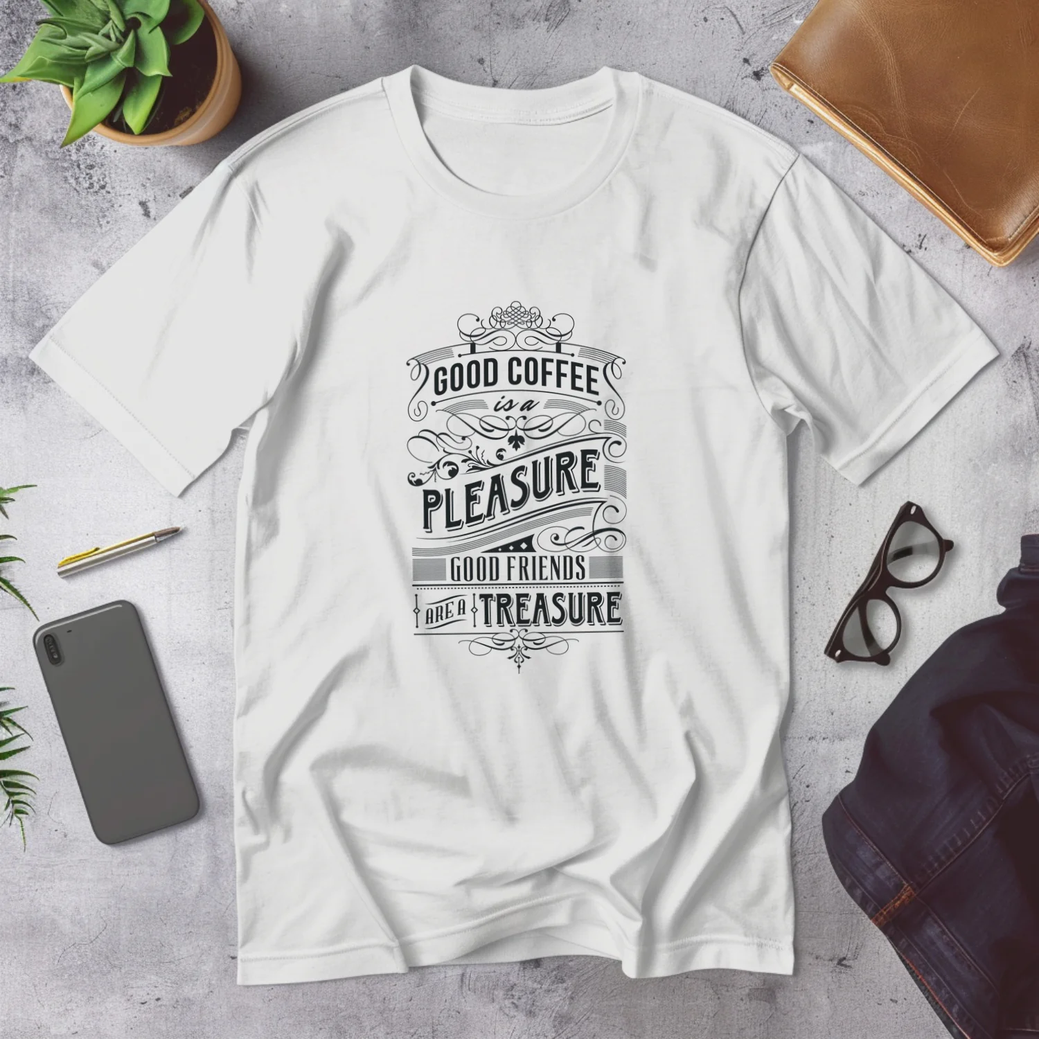 Good Coffee and Good Friends Typography Art Print