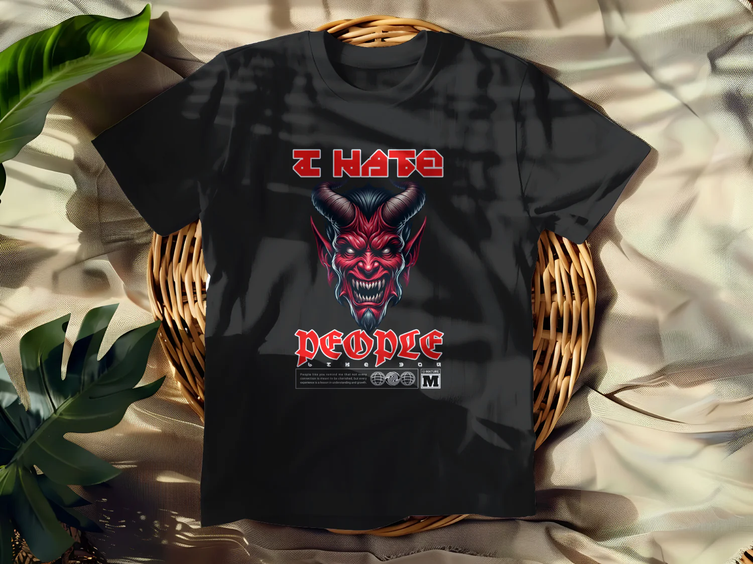 I Hate People T-shirt Design with Devil Graphic and Mature Message