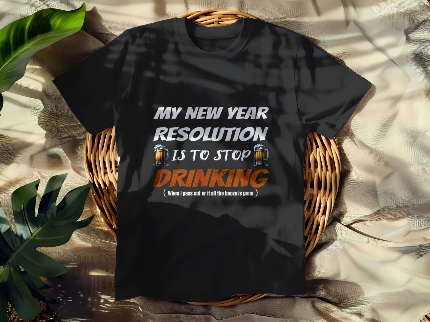 Funny New Year Resolution T-Shirt Design for Drinkers and Party Lovers