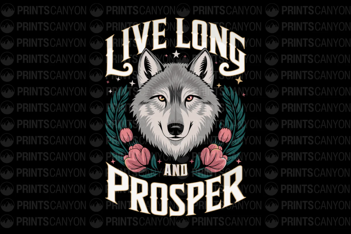 Live Long and Prosper Wolf Design T-Shirt