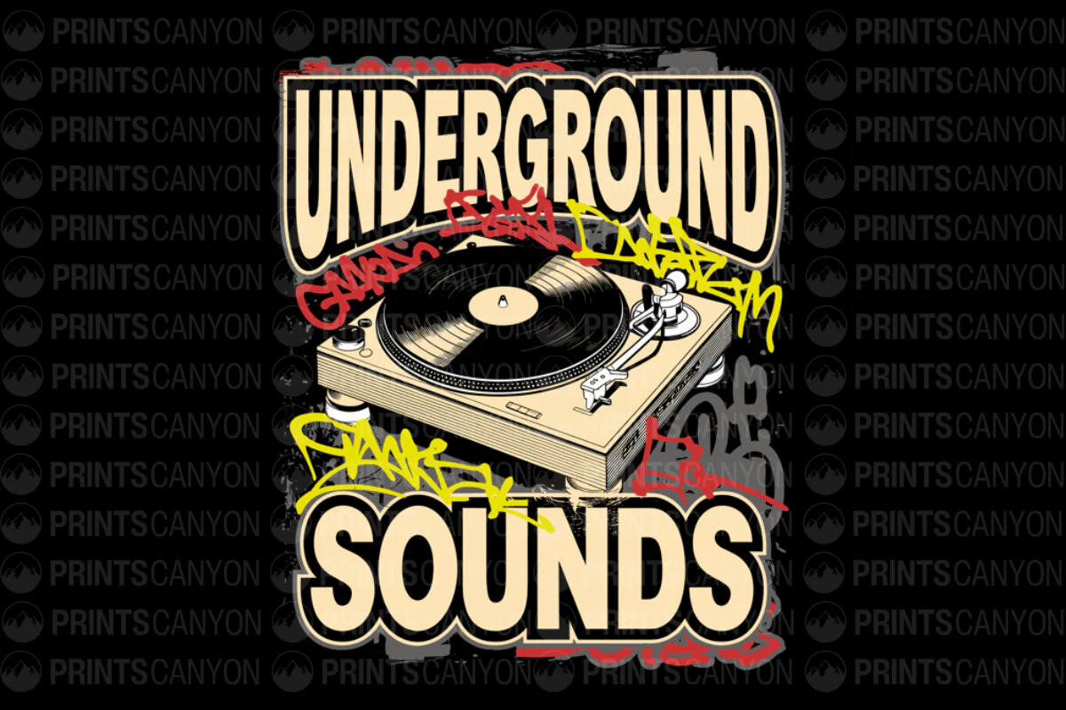 Underground Sounds Vinyl Record Graphic Tee for Music Lovers and DJs