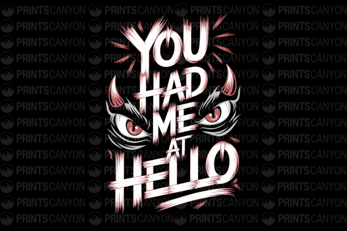 You Had Me at Hello Graphic Tee with Devilish Charm and Bold Typography