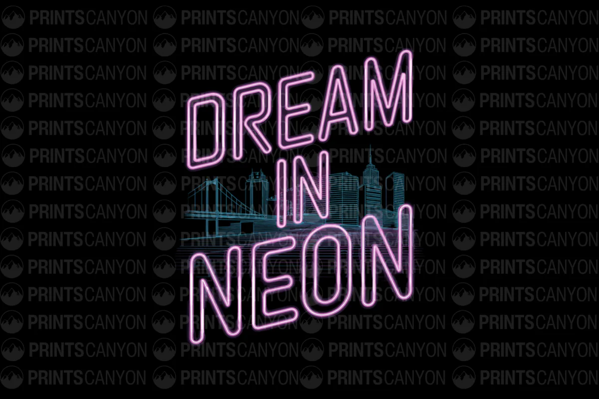 Neon Cityscape Wall Art - Dream in Neon Design for Urban Vibes and Modern Decor