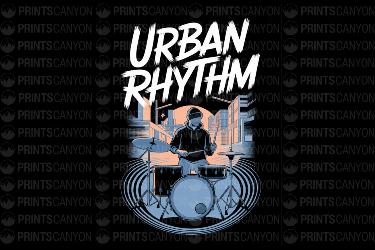 Urban Rhythm: A Stylish Drummer's Street Vibe Design for Music Lovers