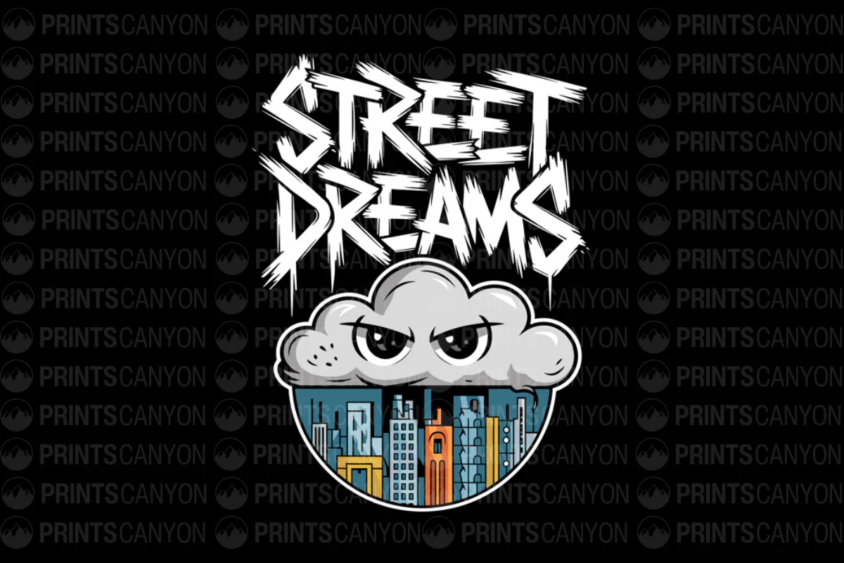 Street Dreams Urban Art Graphic Tee - Bold Design for Trendsetters and Dreamers