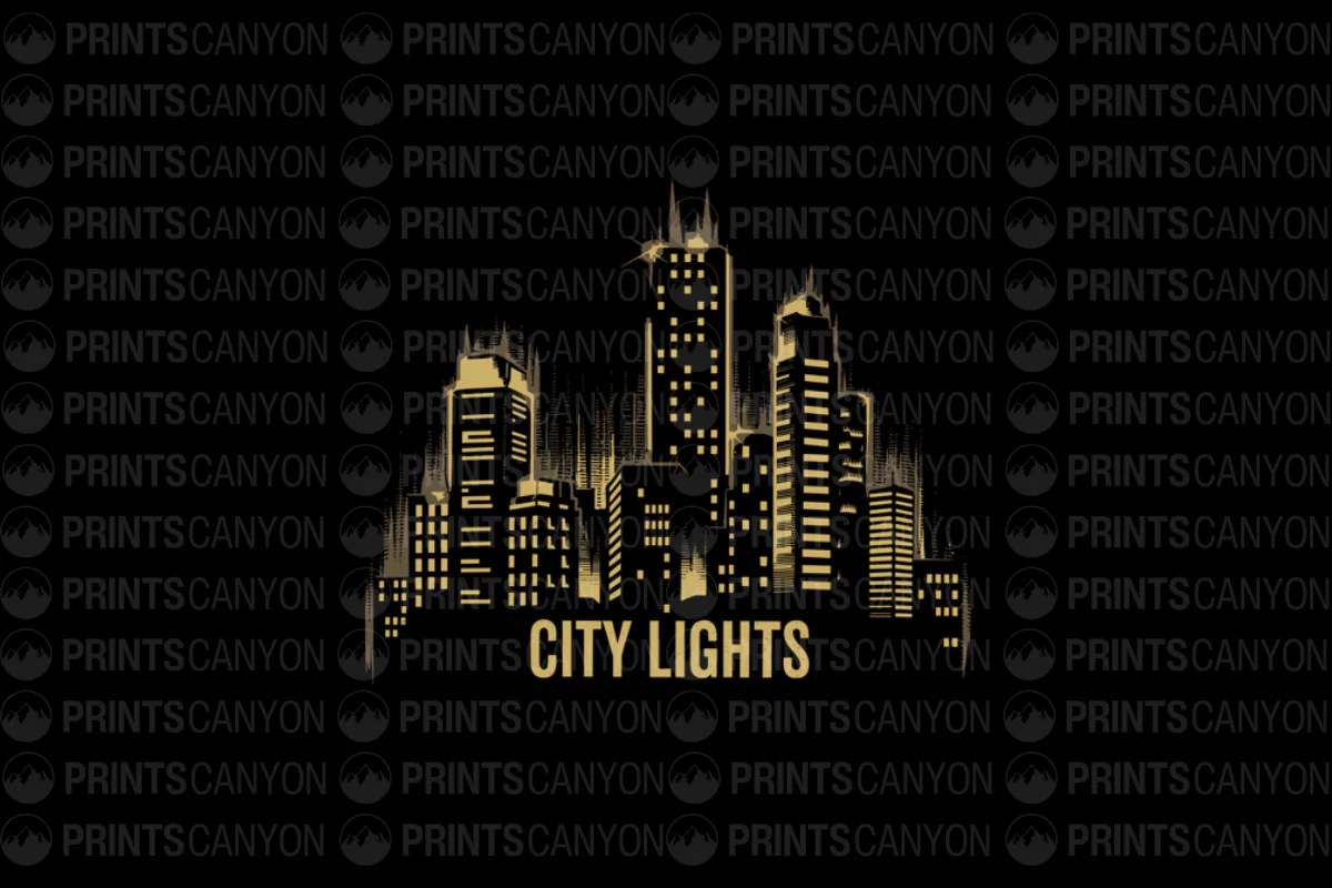 Urban Chic City Lights Graphic Print for Modern Home Decor