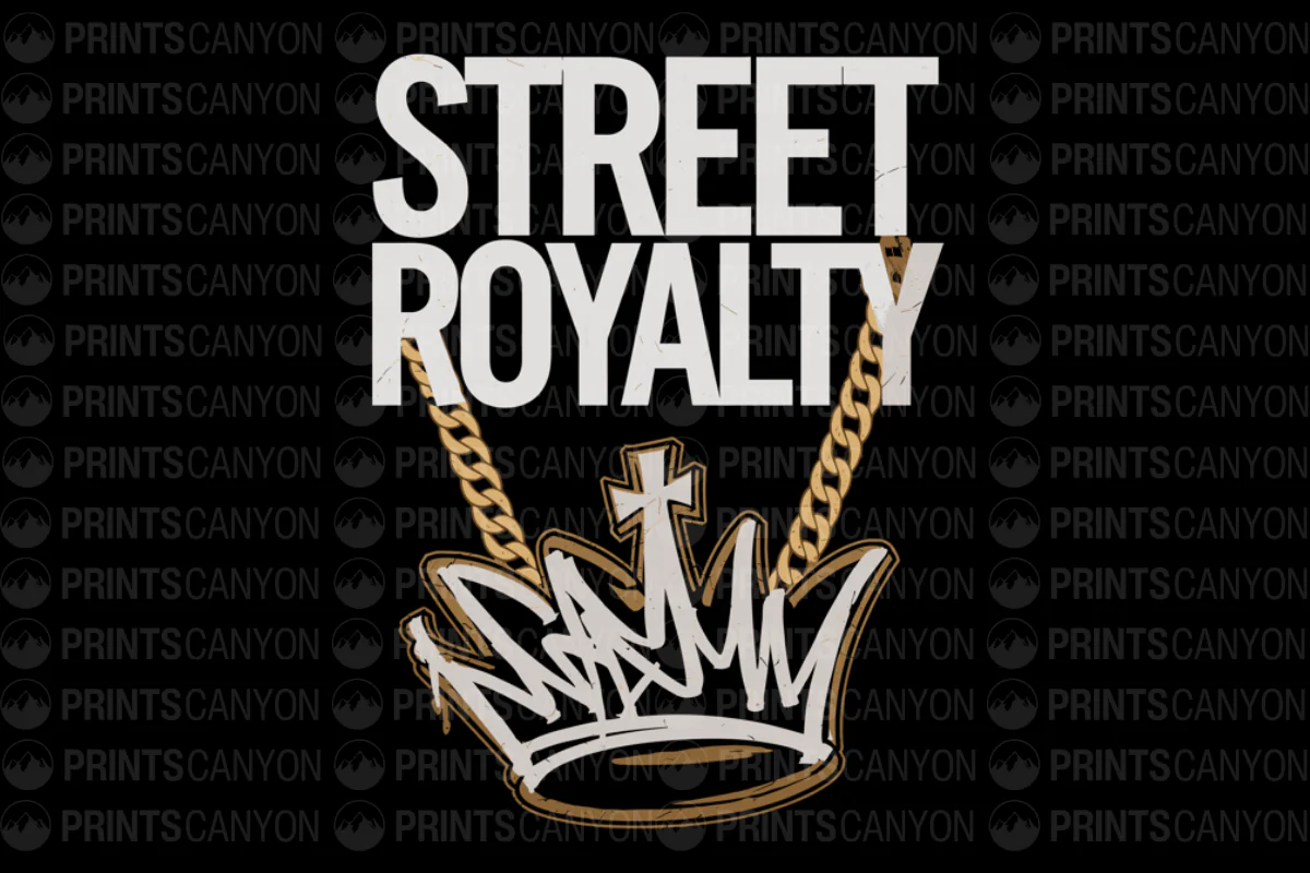 Street Royalty Urban Style T-Shirt with Crown and Chain Design