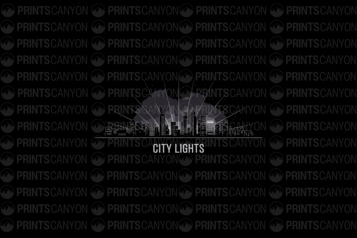 City Lights Urban Skyline Graphic Design Wall Art Poster