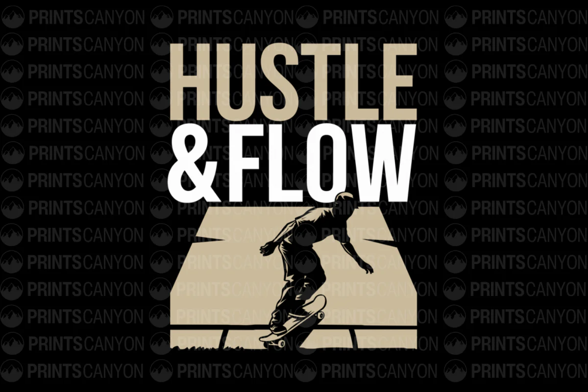 Hustle and Flow Skateboard Graphic Tee for Active Lifestyle Enthusiasts