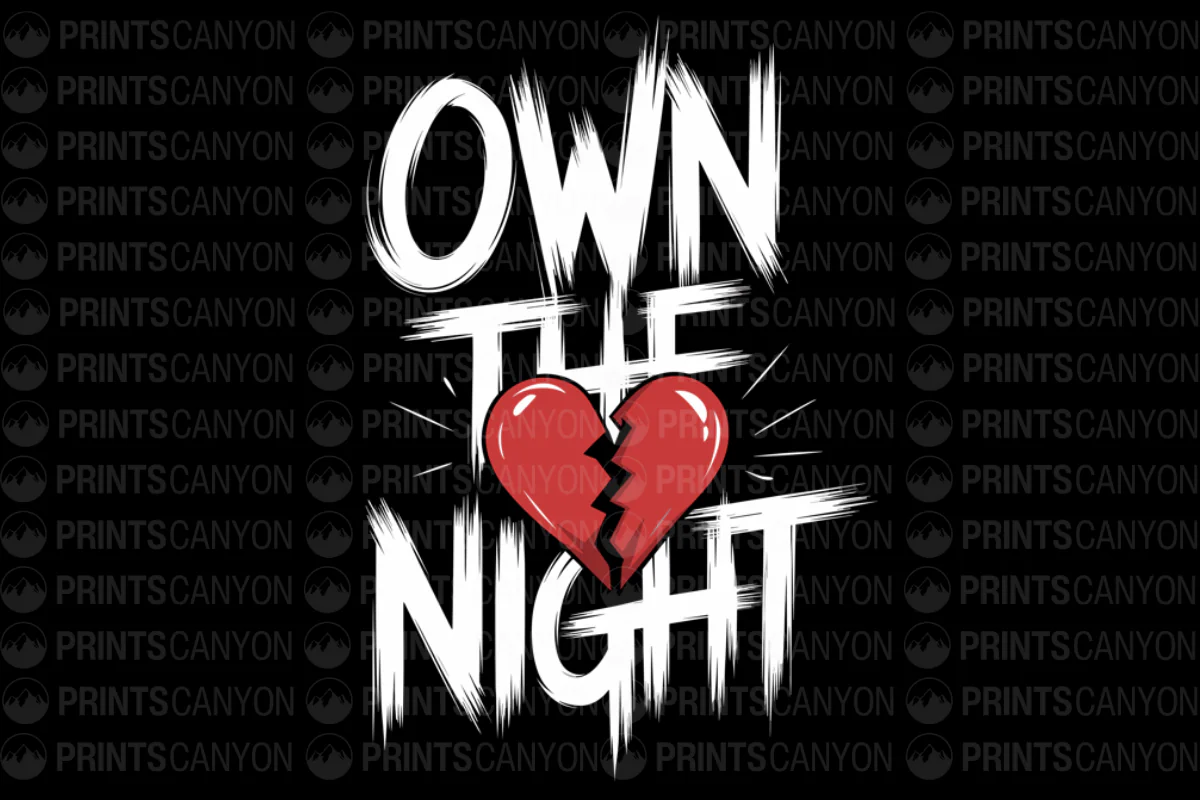 Own the Night T-Shirt with Broken Heart Graphic Design
