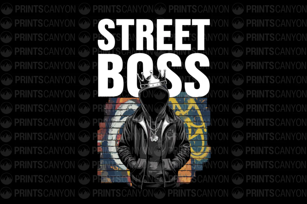 Street Boss Hoodie - Urban Style with Crown and Graffiti Background Perfect for Streetwear Lovers