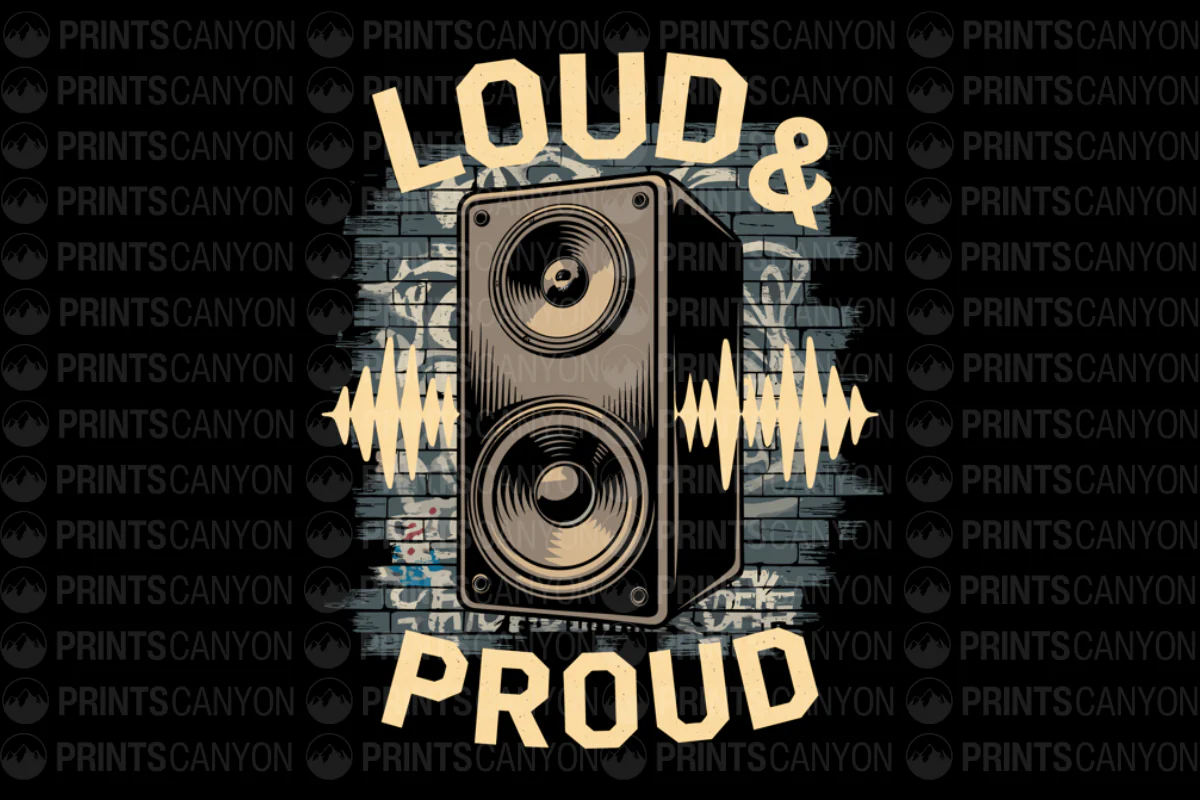 Loud and Proud Vintage Speaker Graphic for Music Lovers and Party Enthusiasts