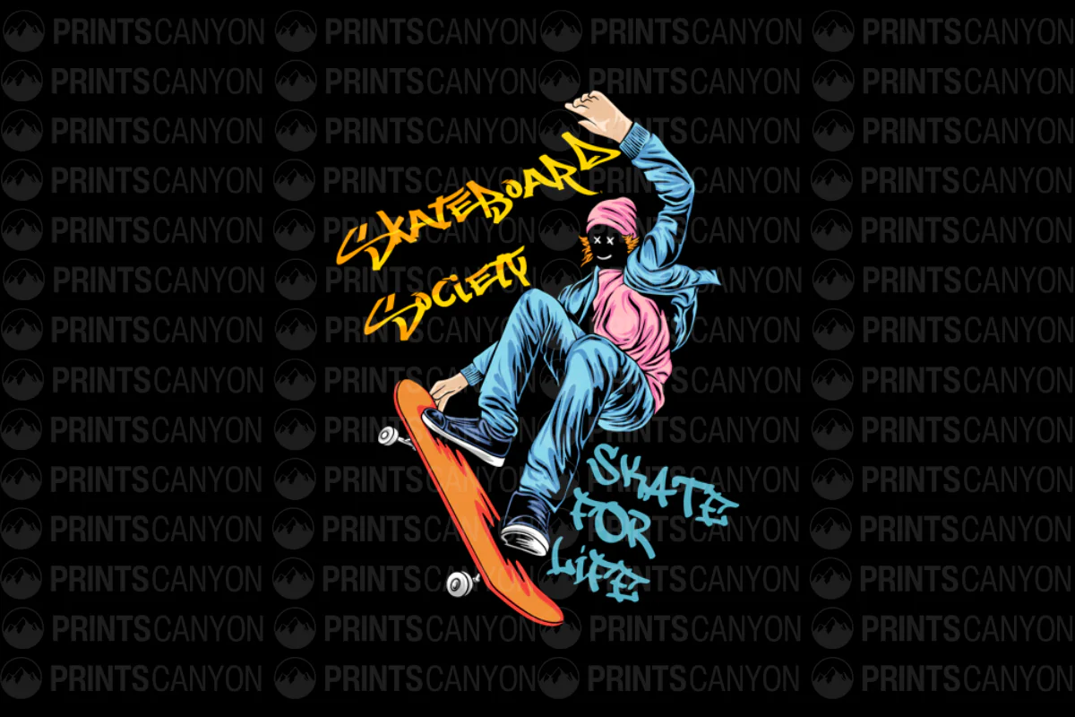 Skateboard Society T-Shirt Design Skate for Life Urban Streetwear Graphic