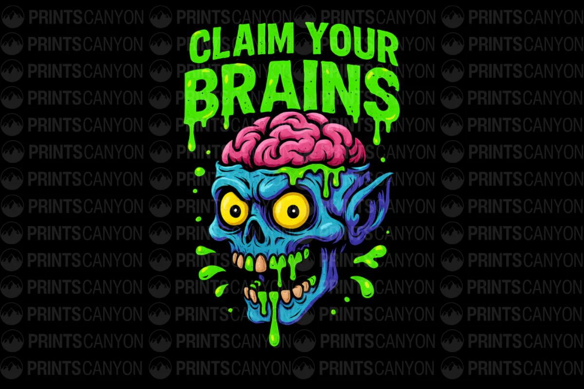 Claim Your Brains Halloween Graphic Tee for Zombie Enthusiasts and Horror Fans