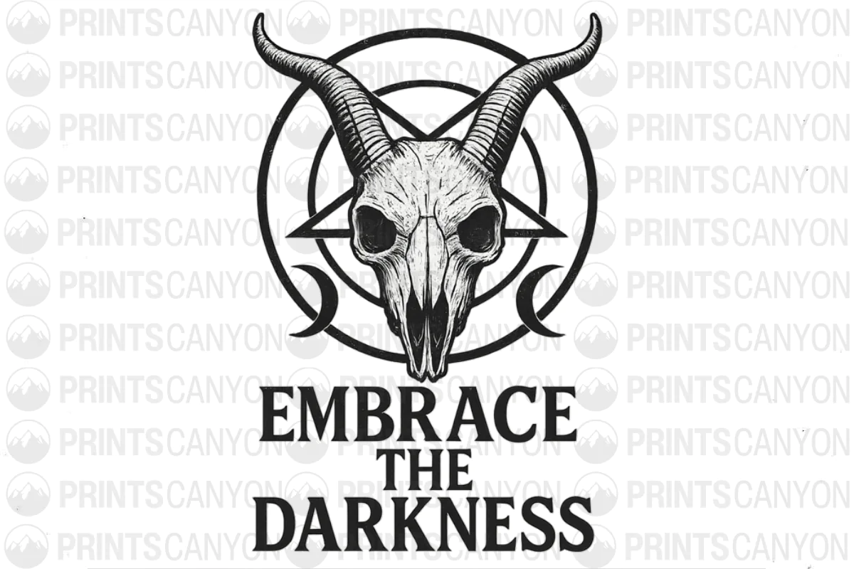 Embrace the Darkness Skull Art Design for Dark Aesthetic Enthusiasts