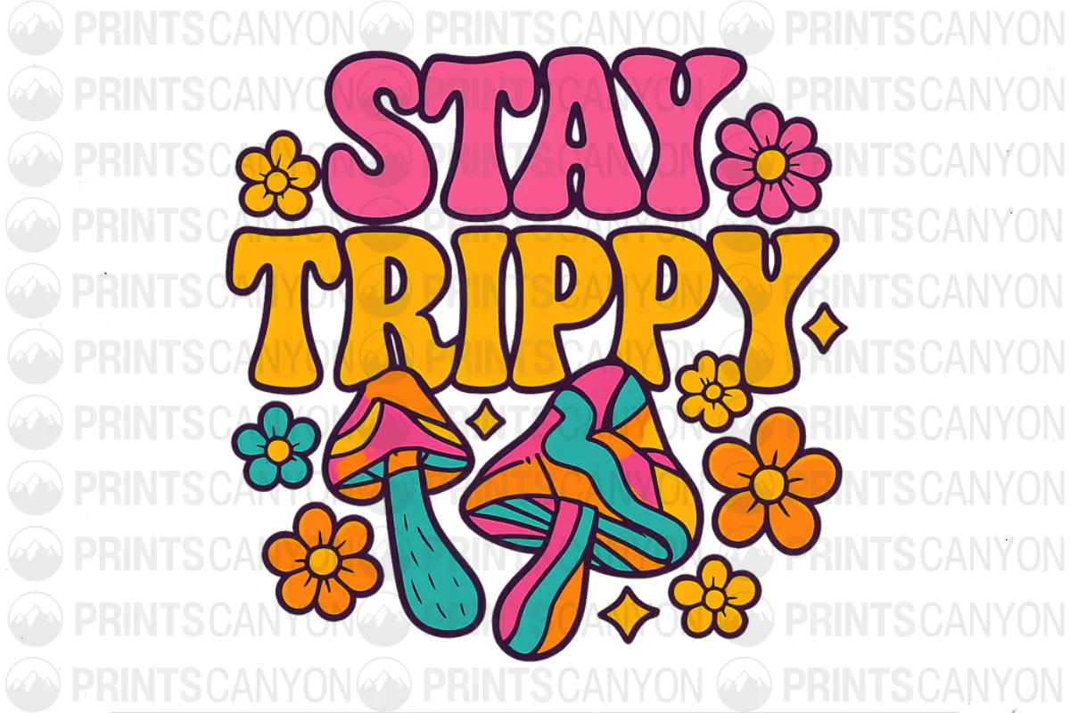 Stay Trippy: Vibrant Mushroom and Floral Design for a Groovy Vibe