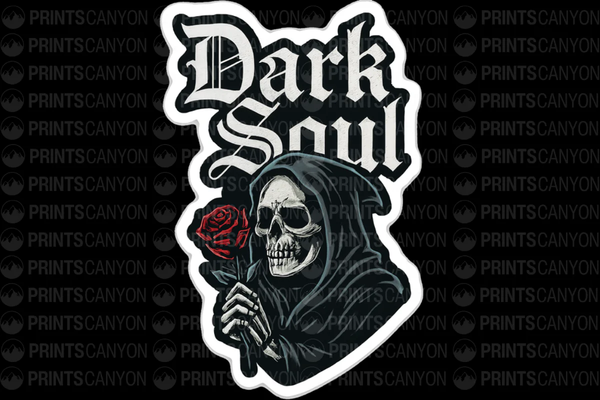 Dark Soul Grim Reaper Sticker with Rose Elegant Design for Gothic Aesthetic Lovers