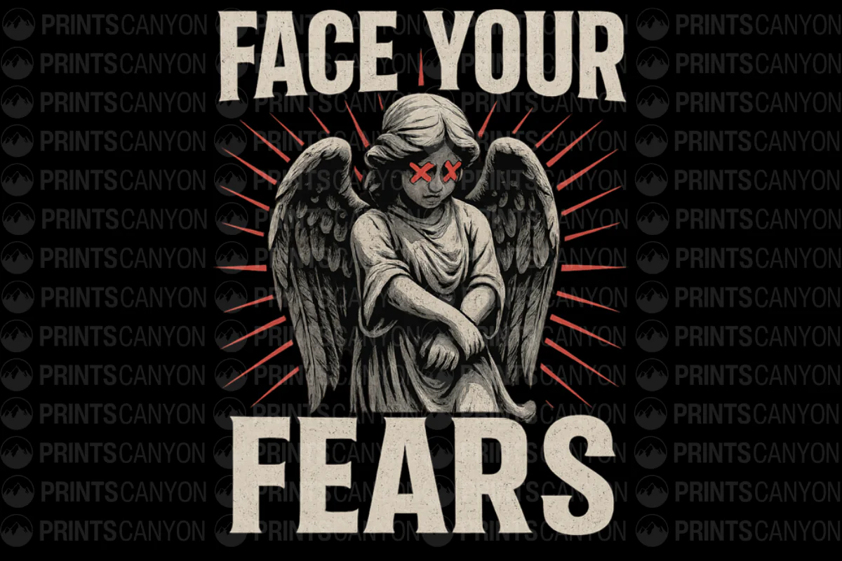 Face Your Fears Angel Graphic Tee for Unleashing Inner Strength and Confidence