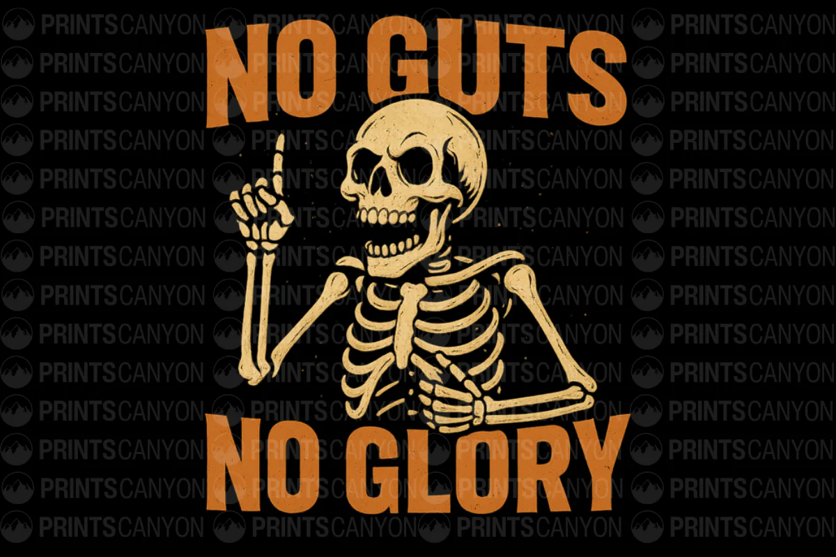 No Guts No Glory Skeleton Graphic Tee for Bold Statements