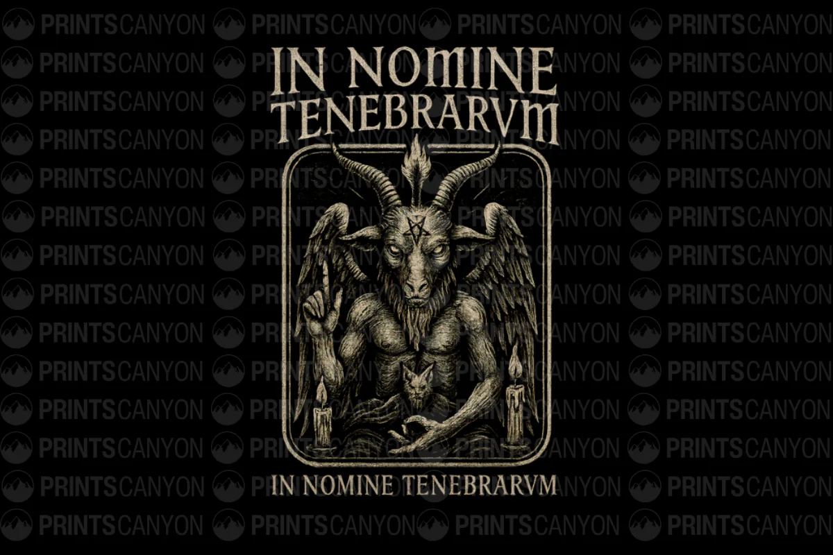 Occult Artistic Print: In Nomine Tenebrarum with Goat and Candle Design