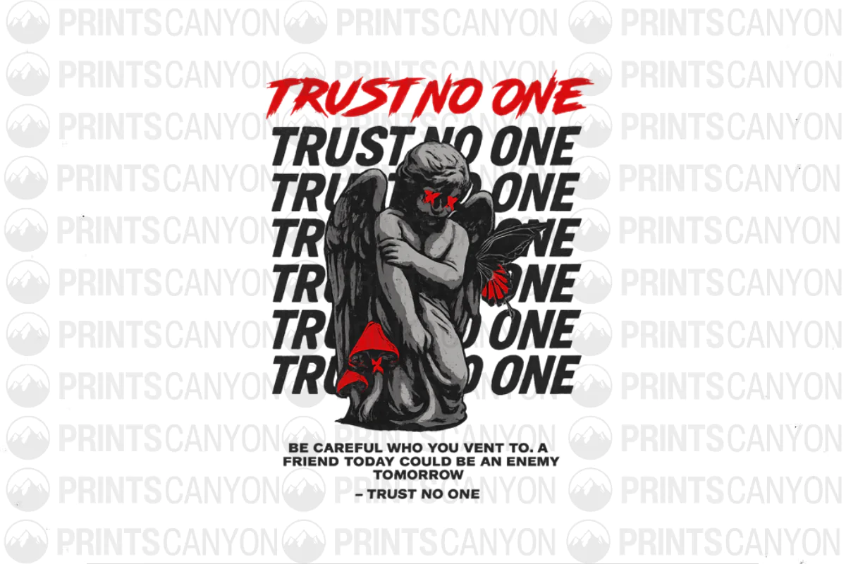 Trust No One Art Print with Angel and Butterfly Design