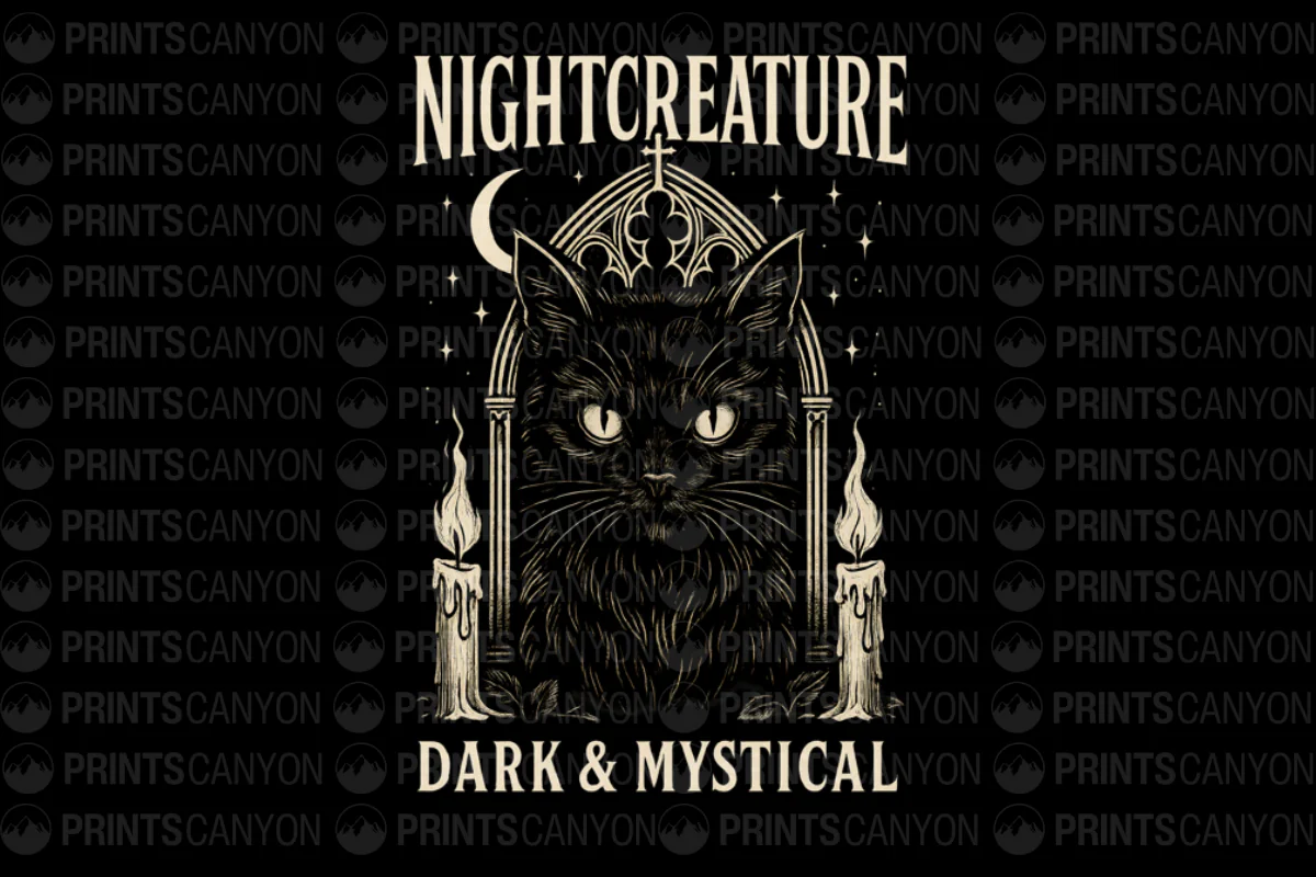 Nightcreature Design Featuring Dark and Mystical Black Cat Art