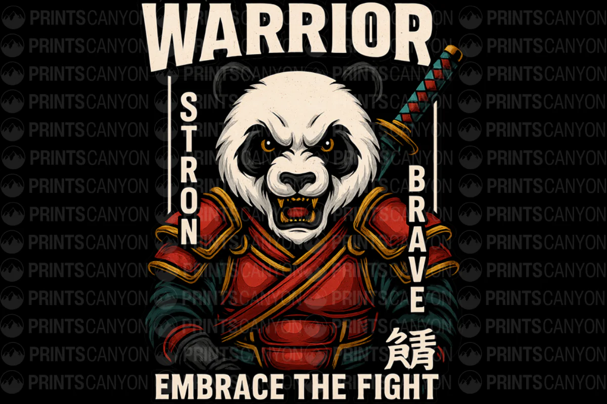 Warrior Panda Embrace the Fight Strong Brave Graphic Tee