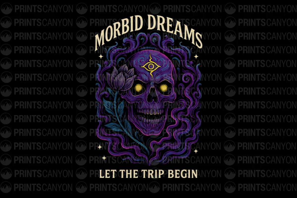 Morbid Dreams Skull Art Print - Let the Trip Begin Design