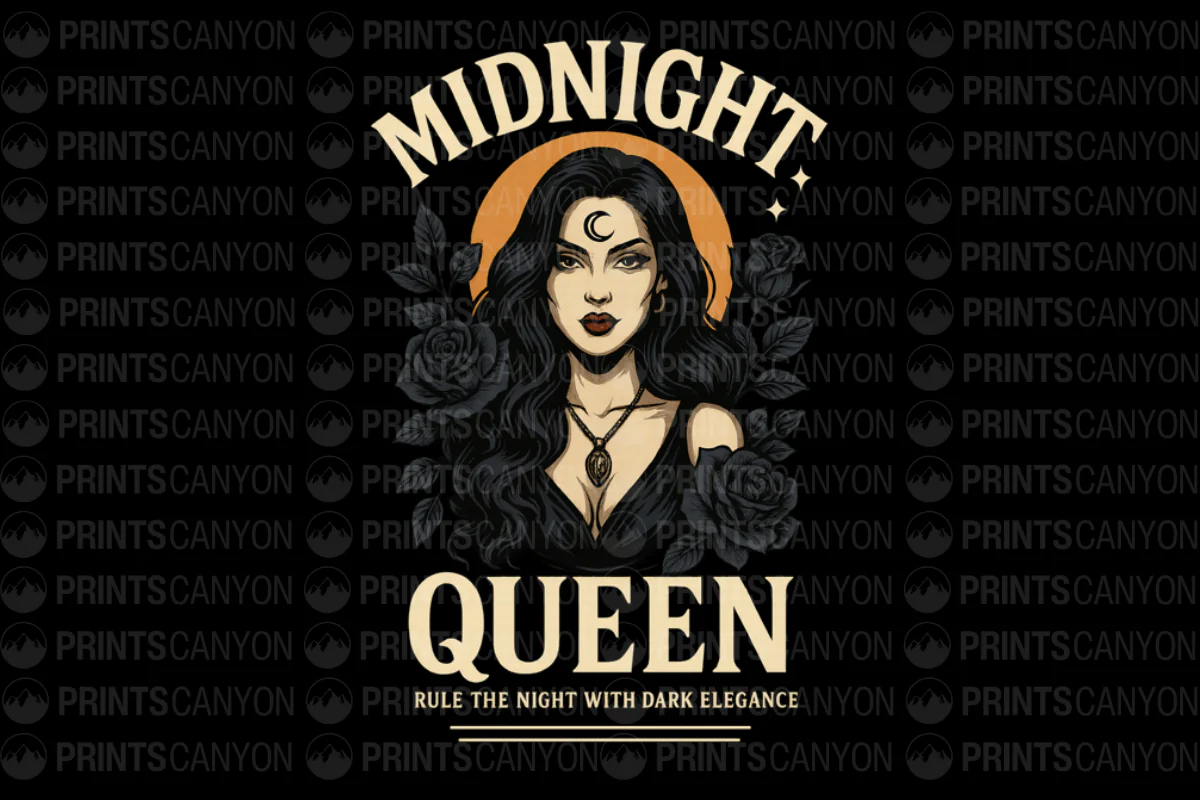 Midnight Queen Dark Elegance Graphic Tee for Bold Nighttime Vibes
