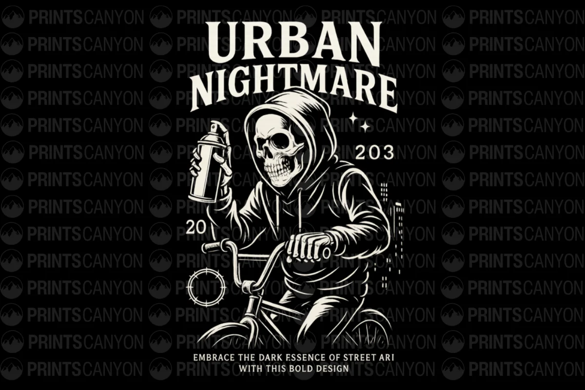 Urban Nightmare: Embrace the Dark Essence of Street Art with This Bold Design