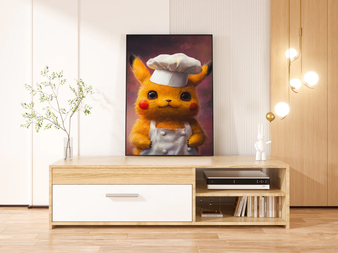 Cute Chef Pikachu Art Print for Pokémon Lovers and Culinary Enthusiasts