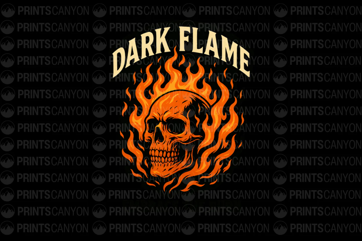 Dark Flame Skull Graphic Tee - Embrace the Burn Retro Design