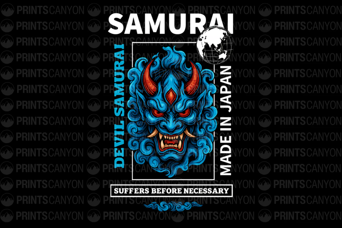 Devil Samurai Graphic Tee Made in Japan for Those Who Suffer Before Necessary