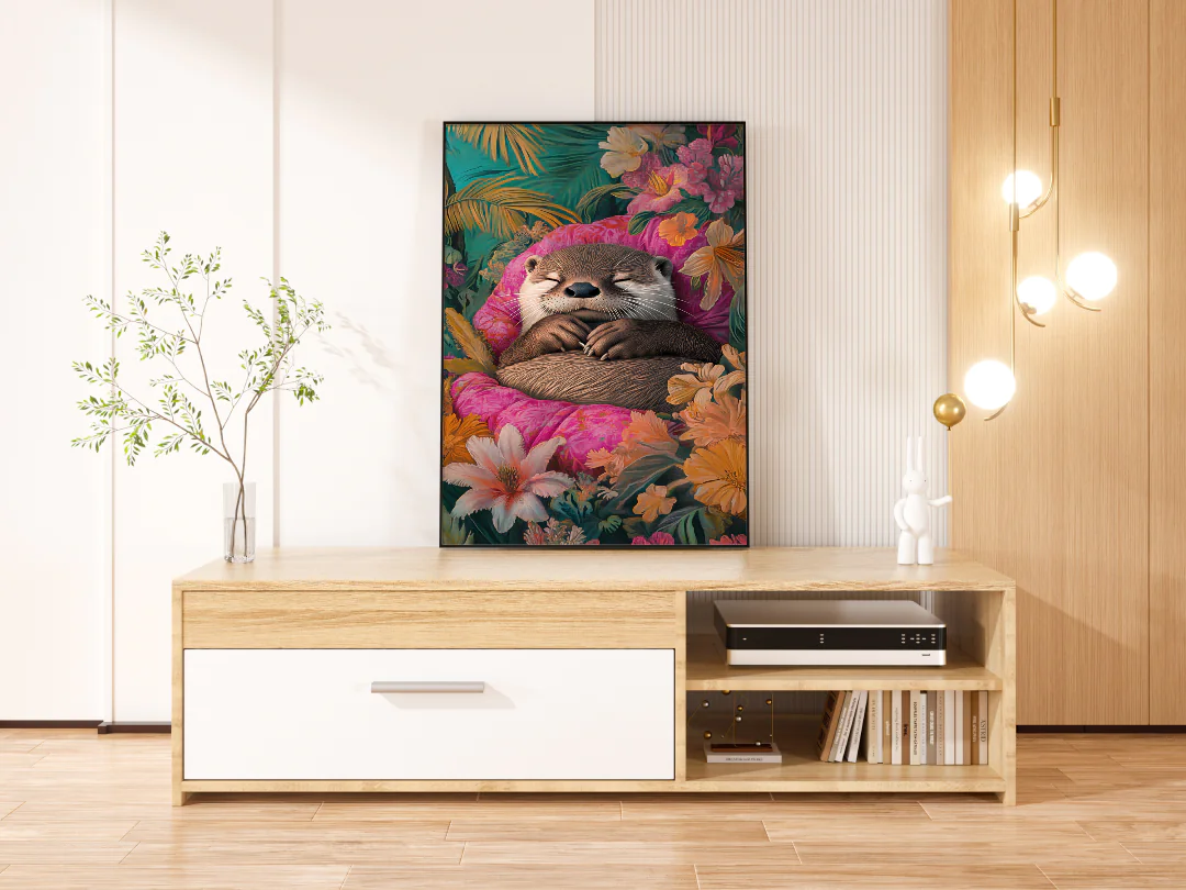 Dreamy Otter Bliss in Vibrant Floral Paradise
