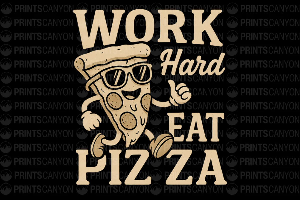 Work Hard Eat Pizza Funny Graphic Tee for Food Lovers