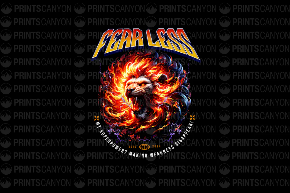 Fear Less: Unleash Your Inner Strength with our Bold Lion Graphic Tee