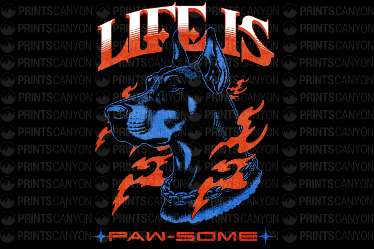 Life is Paw-some Retro Dog Graphic Tee