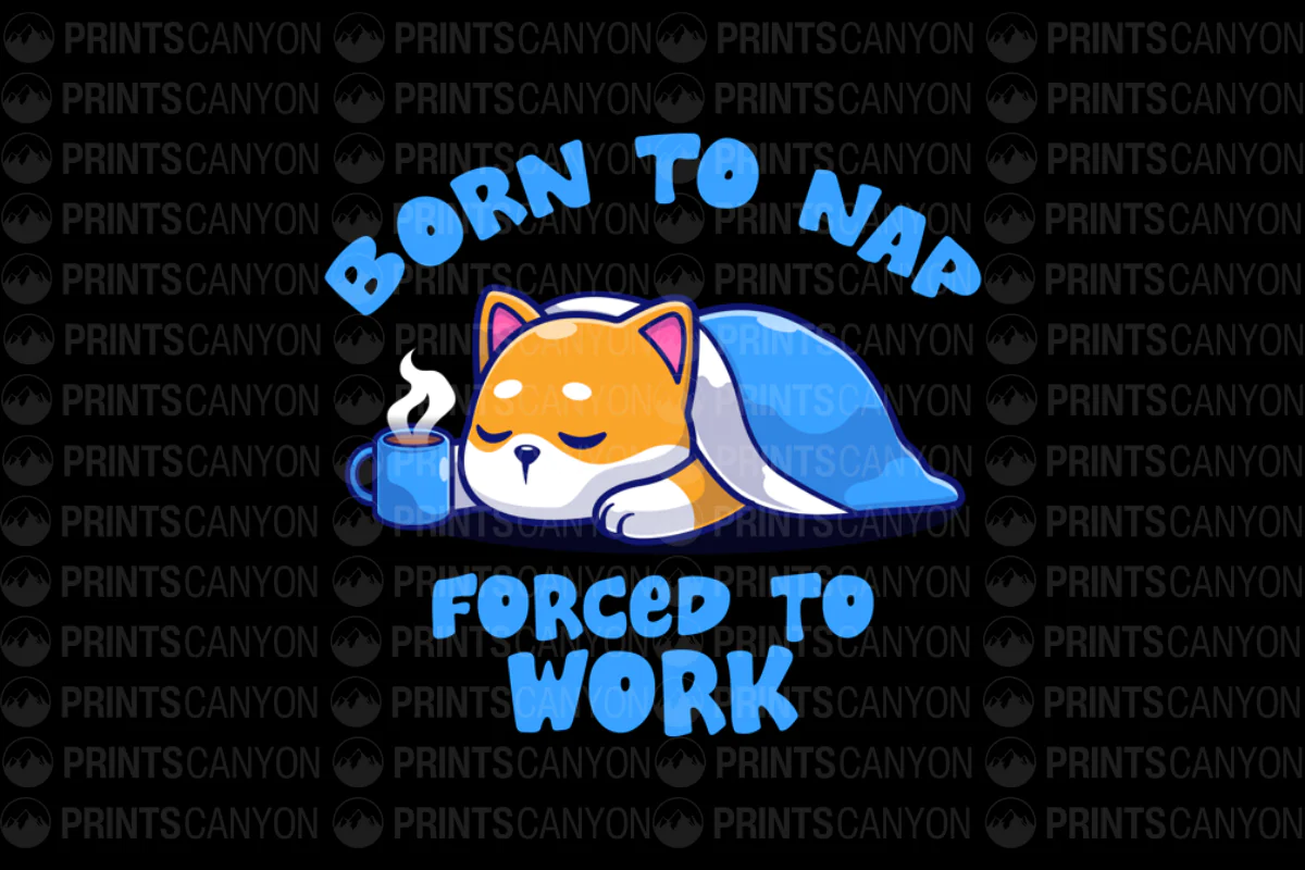 Born to Nap Forced to Work Cute Cat Design T-Shirt