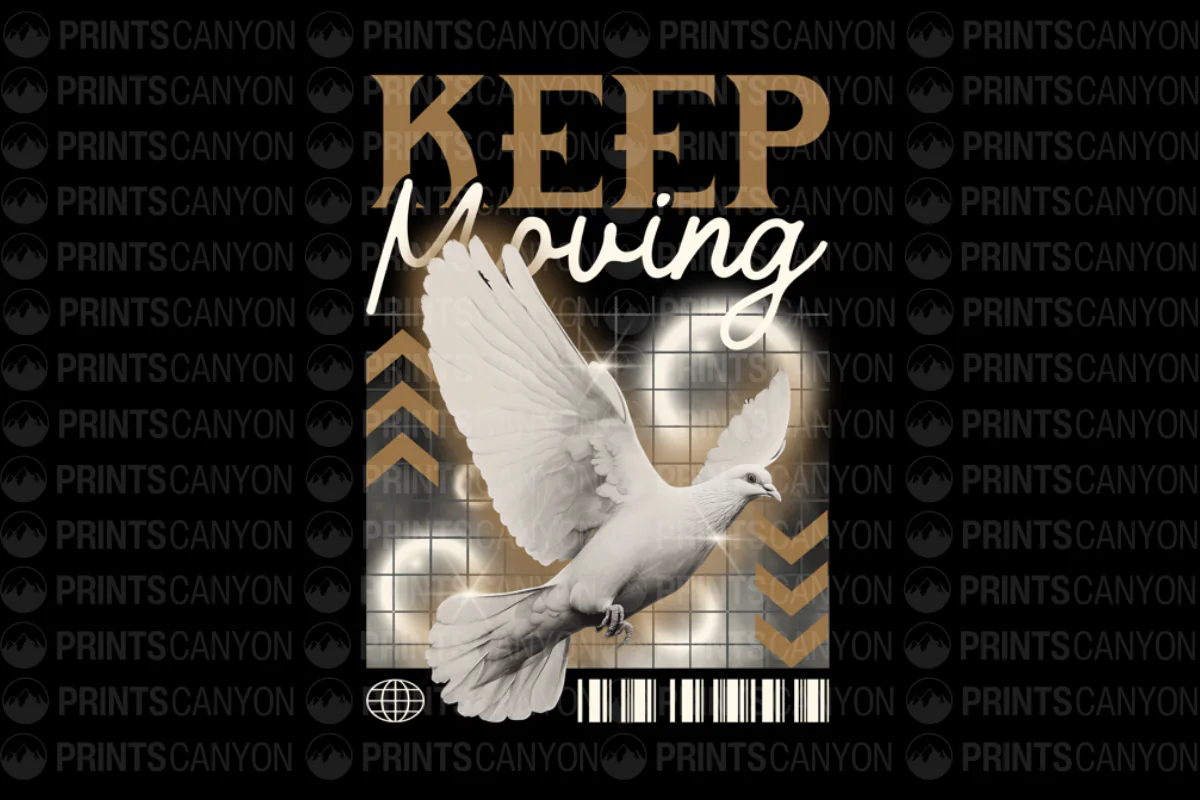 Keep Moving Motivational Wall Art with Flying Dove Design