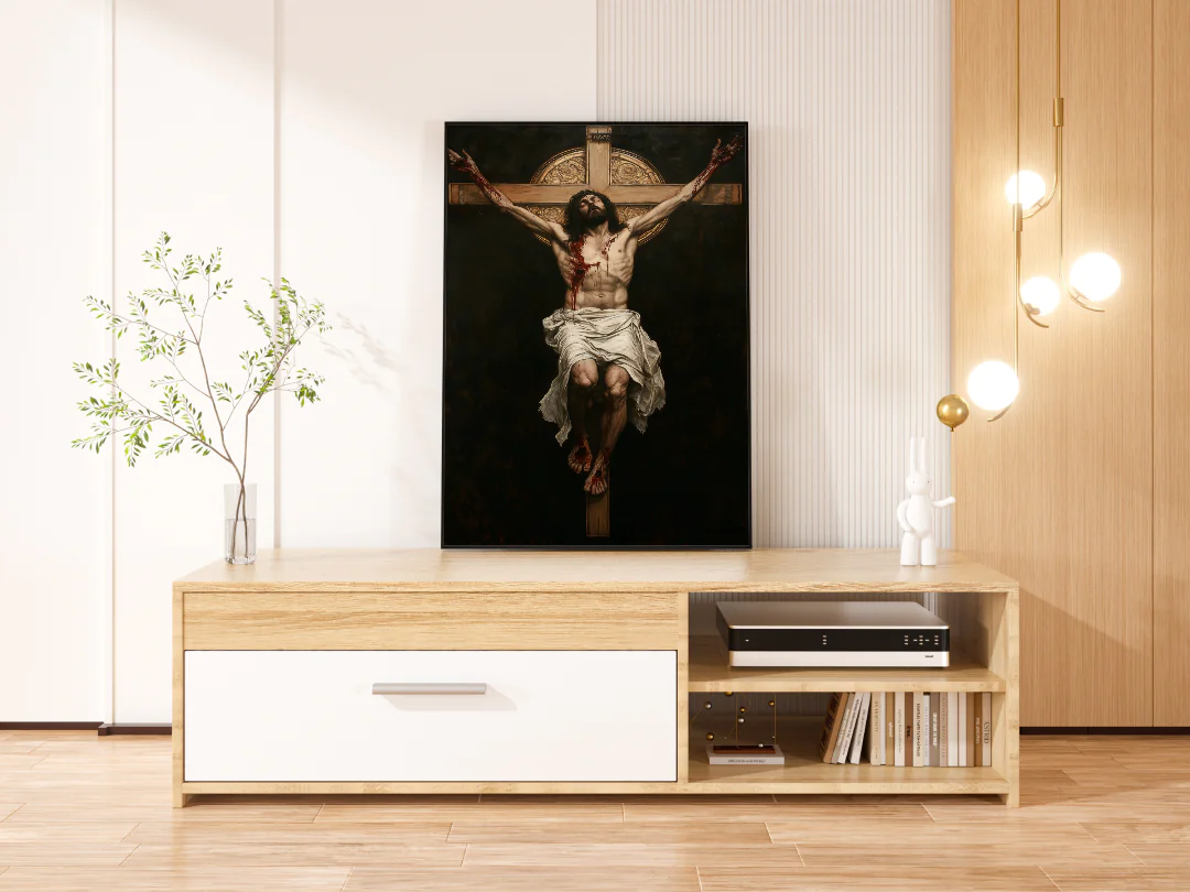 Crucifixion Art Print - Dramatic Religious Wall Decor for Faith-Inspired Spaces