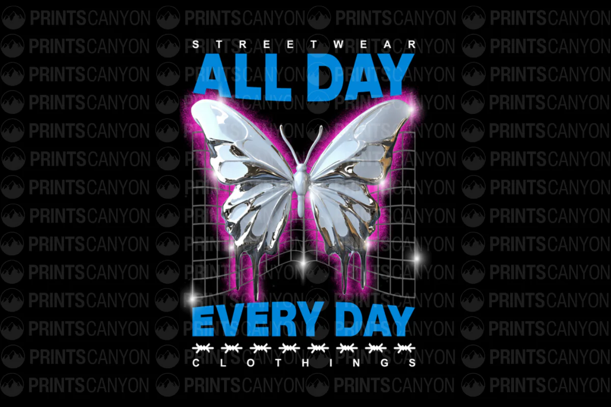 All Day Every Day Streetwear Butterfly Graphic Tee
