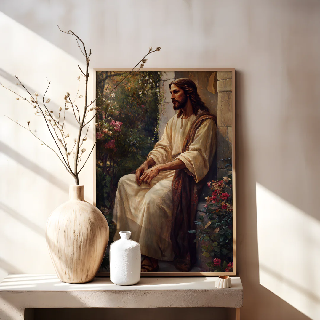 Serene Jesus in Nature - Inspirational Art Print for Home or Office Decor