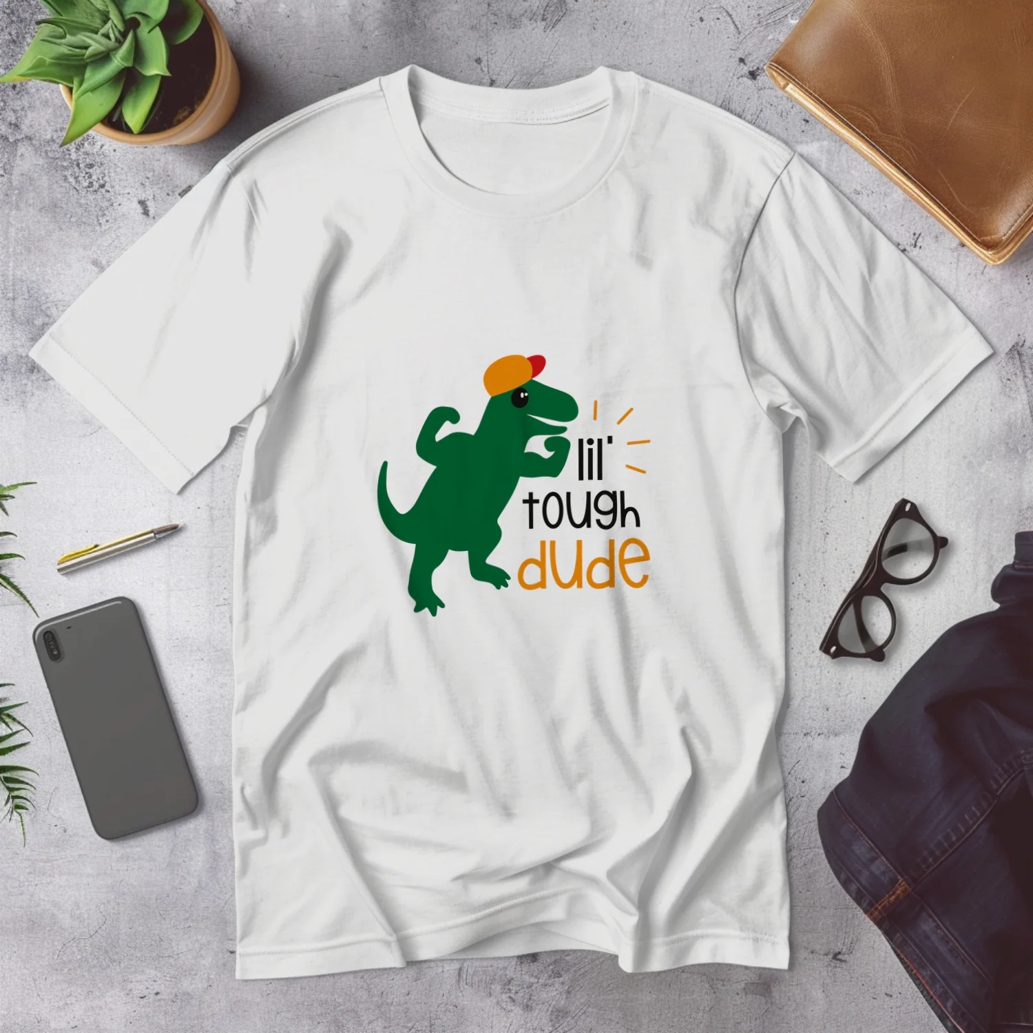 Lil' Tough Dude Dinosaur Graphic Tee for Kids