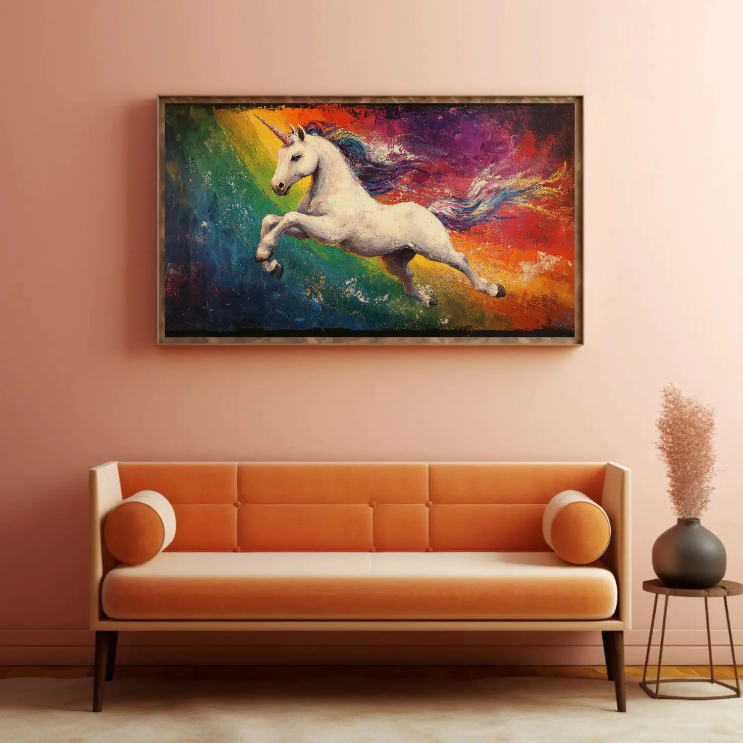 Majestic Unicorn in Colorful Splash Art Print for Home Decor
