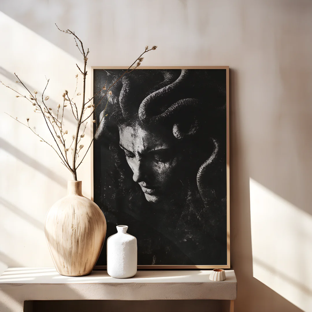 Mysterious Beauty of Darkness: Serpentine Elegance in Monochrome Artistry
