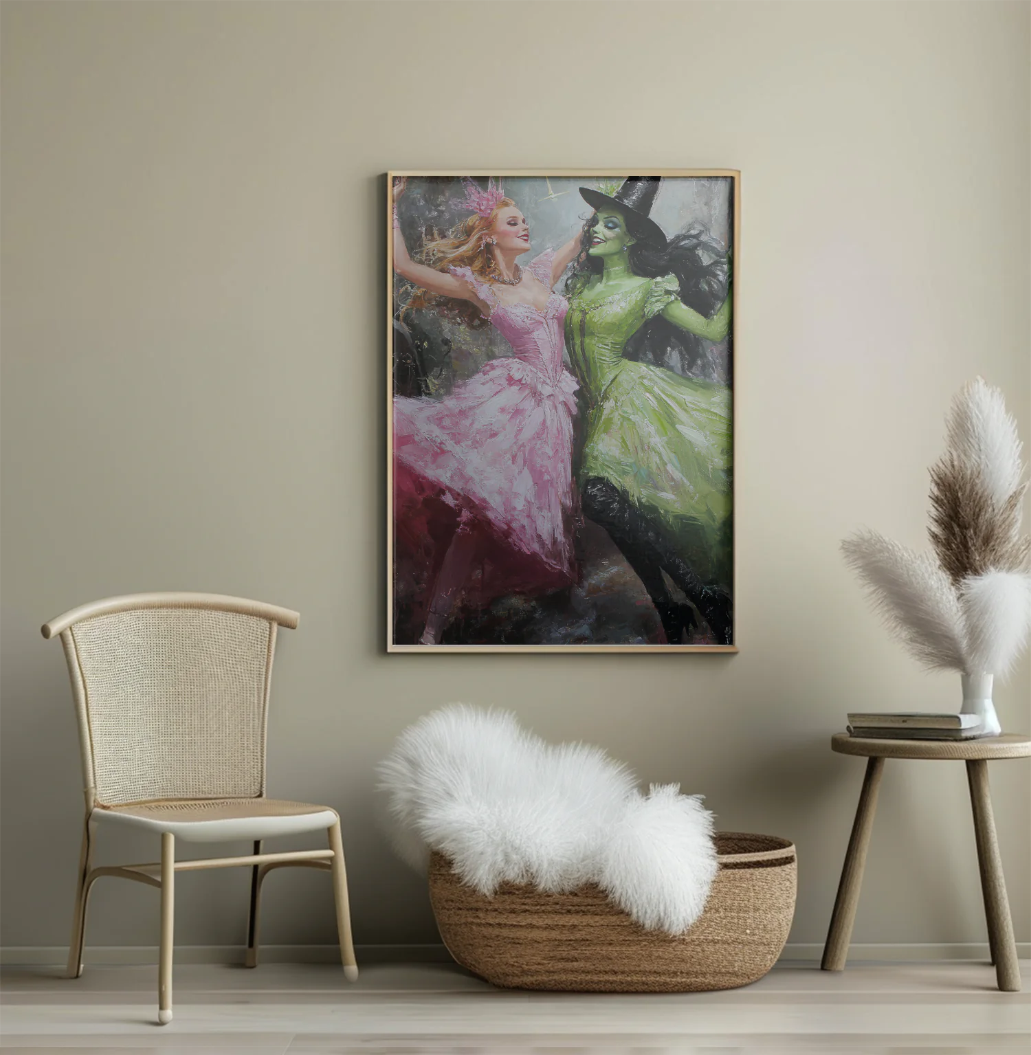 Glinda and Elphaba Magical Friendship: Enchanted Dance of the Pink Princess and Green Witch